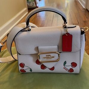 Coach Morgan Top Handle Satchel with Heart Cherry Print new!